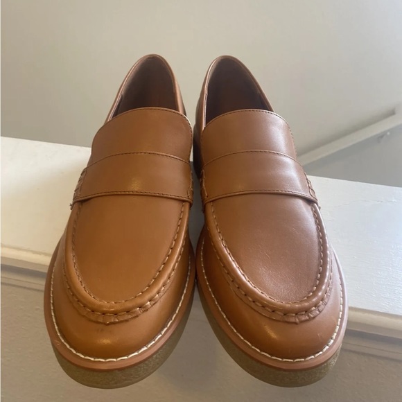 Aerosoles Ulla Tailored Loafers Cognac Brown Leather 12 MEN 14 WOMEN NEW $195 - Picture 2 of 5
